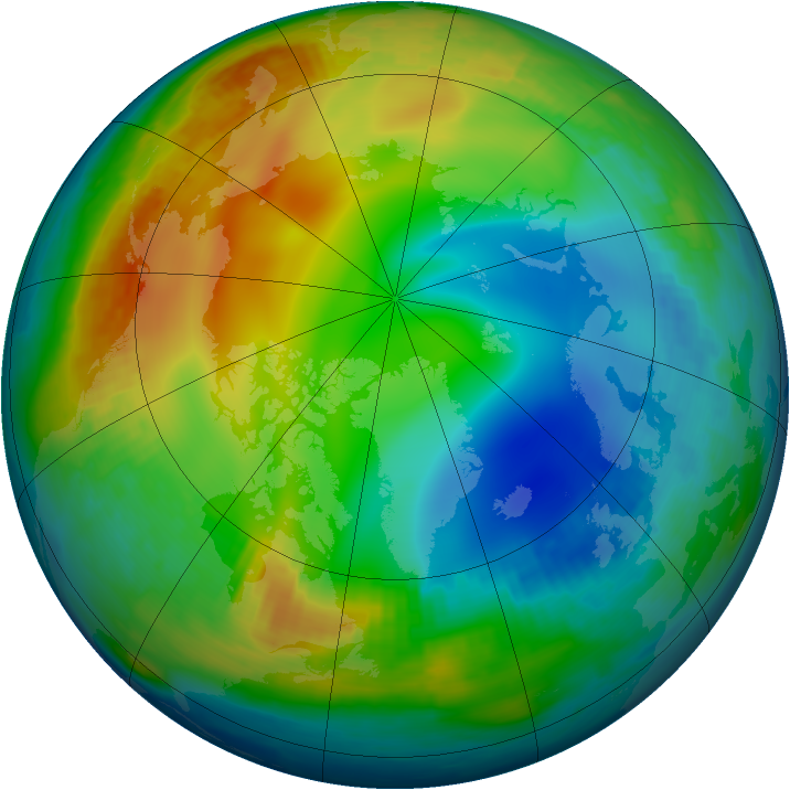 Arctic ozone map for 14 December 1997